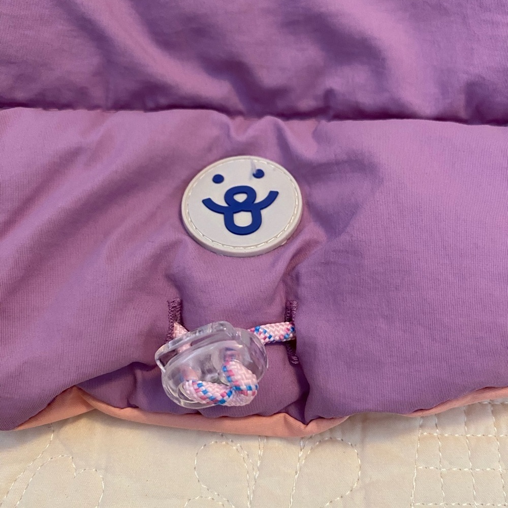 Purple and Pink Puffer Jacket for dogs with a Pull String and Slot For Leash. - Picture 3 of 10
